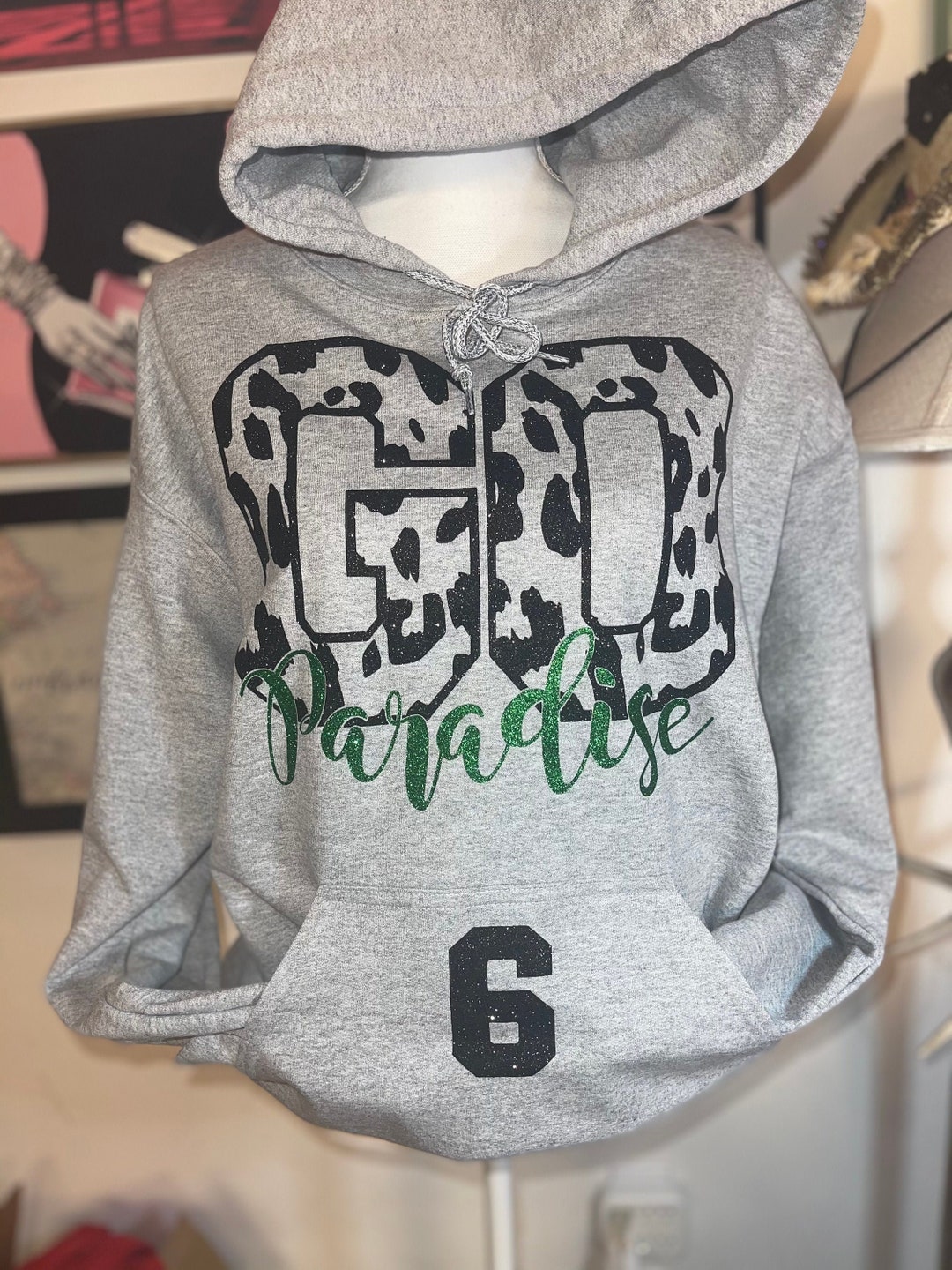 Personalized GO Cheetah Print Hoodie With Number and Mascot - Etsy