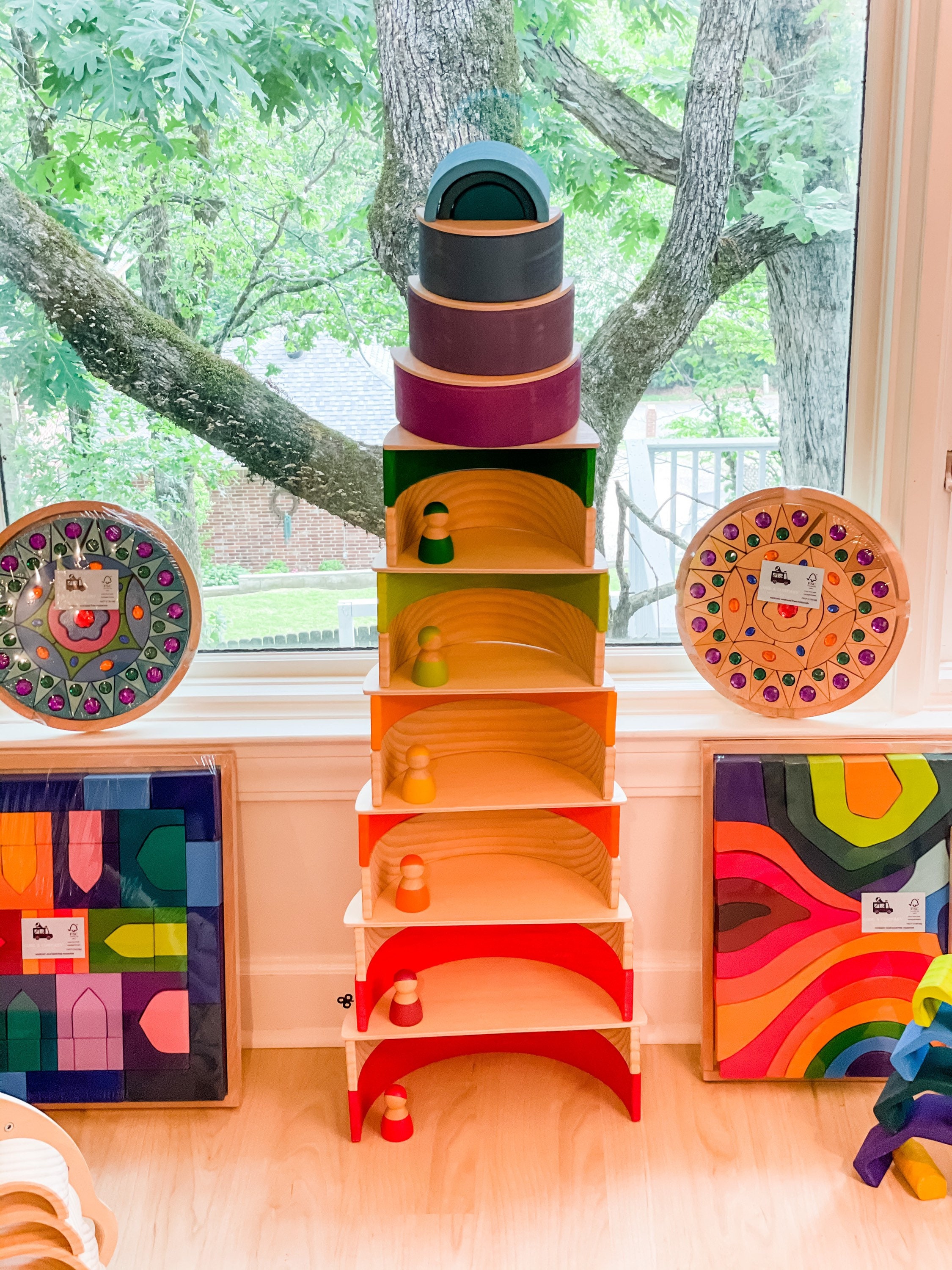 waldorf spielzeug Holz Halbkreise zum Stapeln Regenbogen-11 Stück Waldorf Spielzeug
