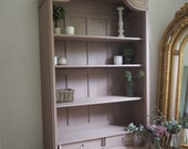Large french bookcase shelving armoire linen press cupboard in pink