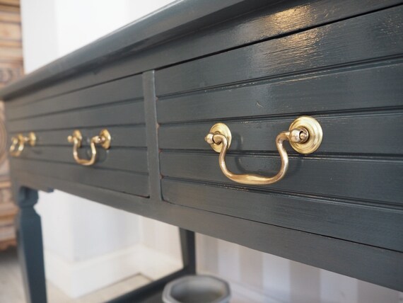 Console Table Dresser Sideboard In Grey Black Gloss Etsy