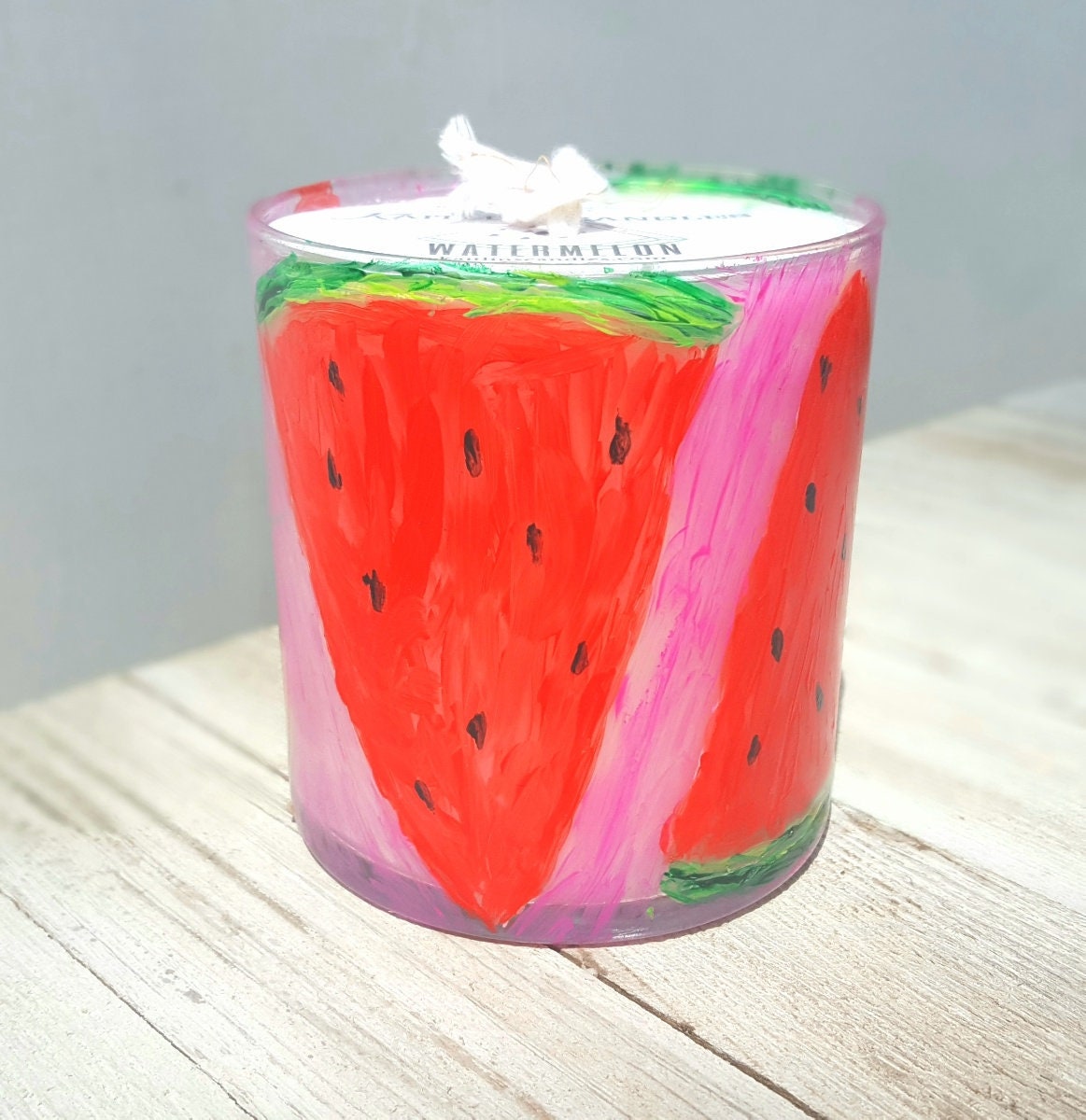 Watermelon Candle Summer Candle Homemade Candle Watermelon Etsy