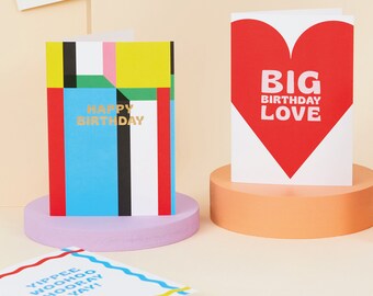 Happy birthday colour block card | Hot foiled