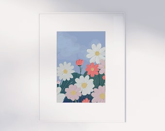 Minimal Art Print, Flowers, Colorful Nursery Wall Print, Printable Art, Wall Art, Chic and Fun, Instant Digital Download