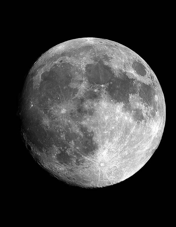 Full Moon Art Photography Print Mood Black And White Lunar Etsy