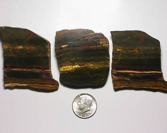 Marra Mamba Tiger Eye Trio of Display Slabs,Marra Mamba Tiger Eye Specimen Slabs, Display Slabs,Specimen Slabs,