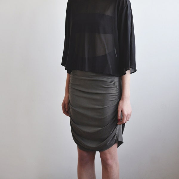 Draped skirt in cupro jersey / Timeless style / Sustainable skirt