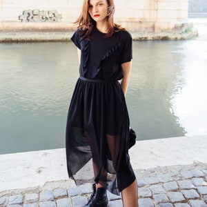 Black Tulle Midi skirt
