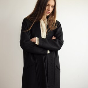 Oversized wool jacket / Boyfriend style coat / Black loose fit jacket