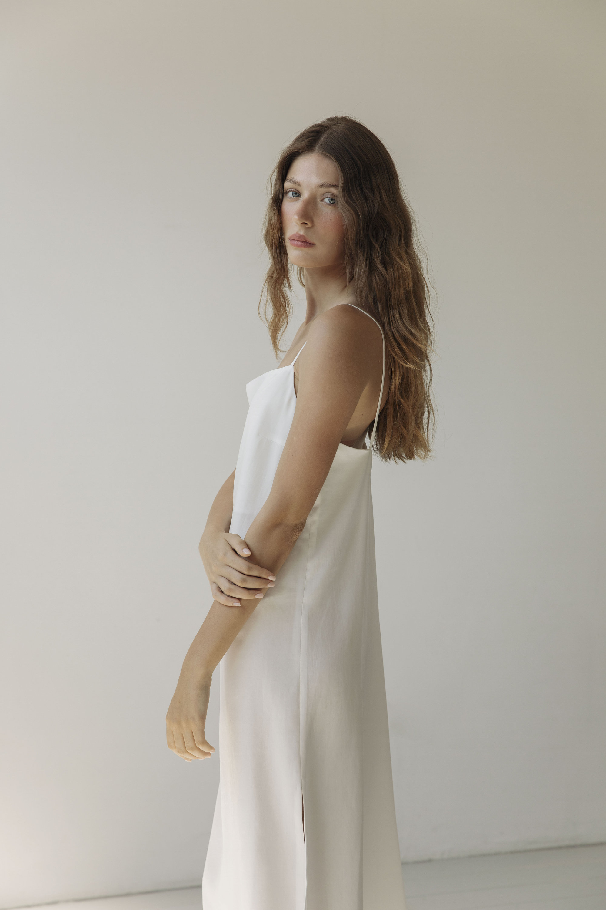 White Slip Dress, 90's Inspired Dress With Slit, Alternative Wedding — free download