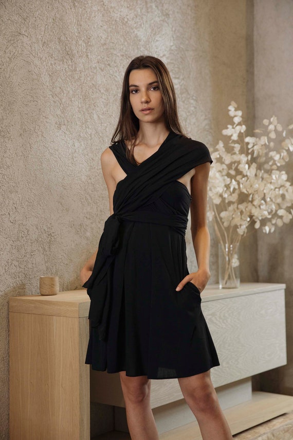 Multifunctional Black Dress / Transforming Short Dress, Can Be Worn in  Infinite Ways - Etsy
