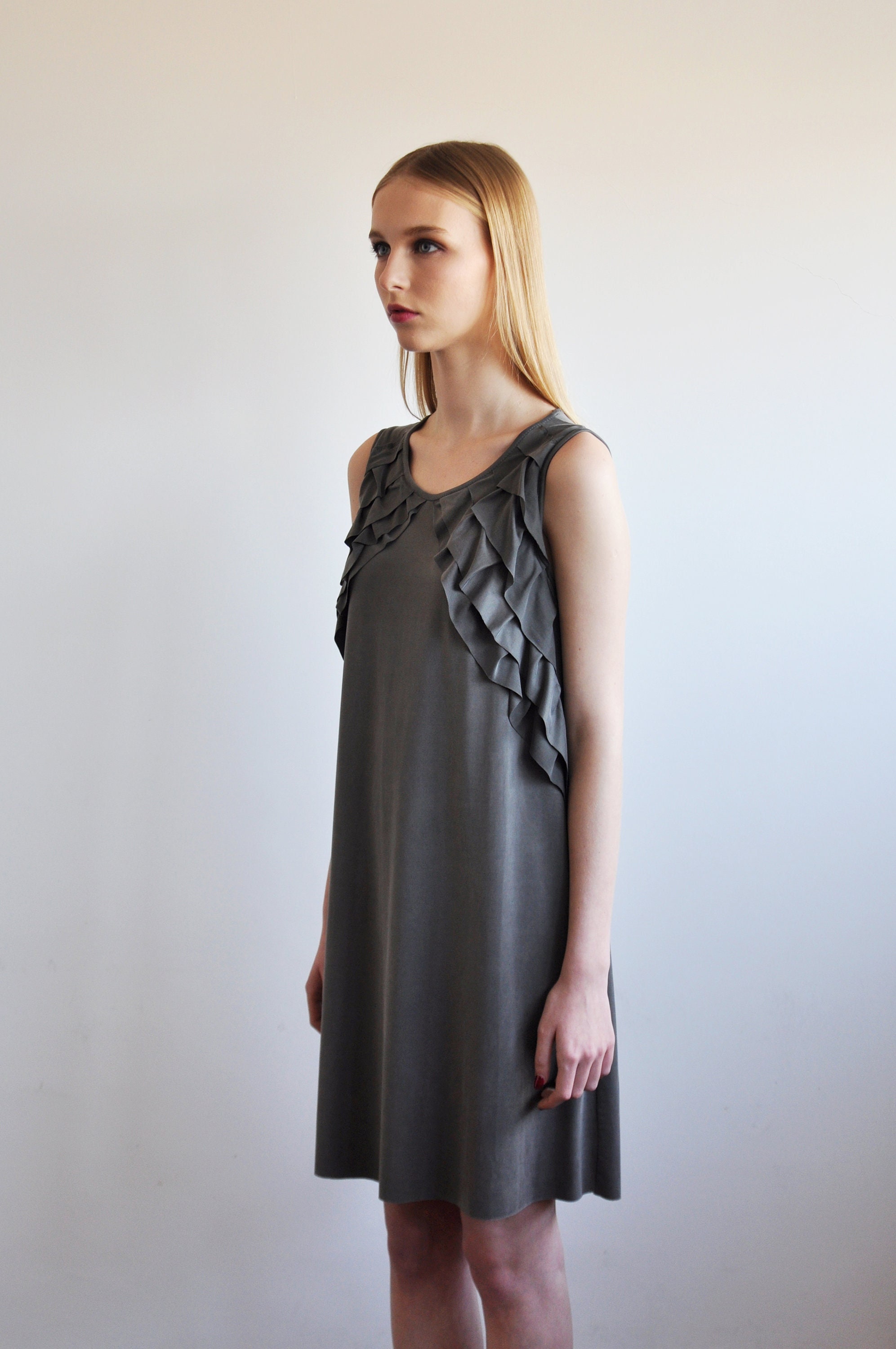 Dress in Cupro Jersey With Layers/ Timeless Style / A-line Shape - Etsy Dress in Cupro Jersey With Layers/ Timeless Style / A-line Shape - Etsy
