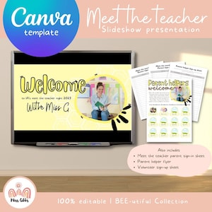 Meet the teacher night slideshow presentation | Customisable Canva Template