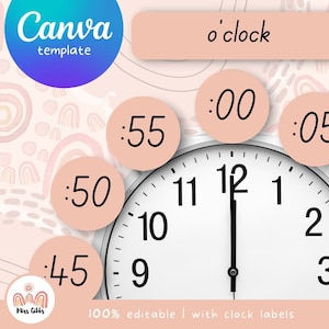 Clock numbers and labels | Pink Collection | Canva Template