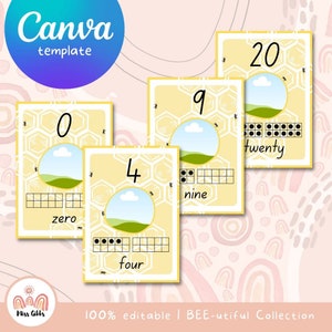 Nummerposters | Bee-utiful-kollektionen | Canva-mall