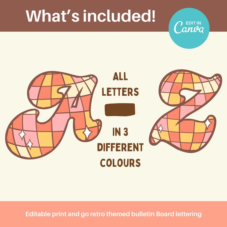 Classroom Bulletin Board Letters, Retro Classroom Lettering, Disco ...