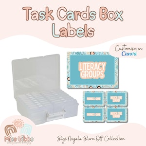 Etiquetas para cajas de tarjetas de tareas / Plantilla de Canva / Aborígenes / Indígenas / Primeras Naciones