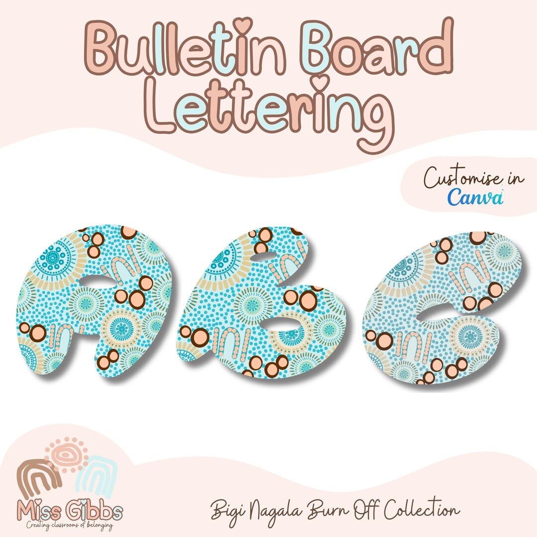 Aboriginal Classroom Bulletin Board Lettering | Canva Template | Burn ...