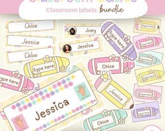 Pastell Klassenzimmer Dekor Bündel Klassenzimmer Etiketten modernes Klassenzimmer Dekor Bündel Canva Template | Klassenzimmer Schätzchen