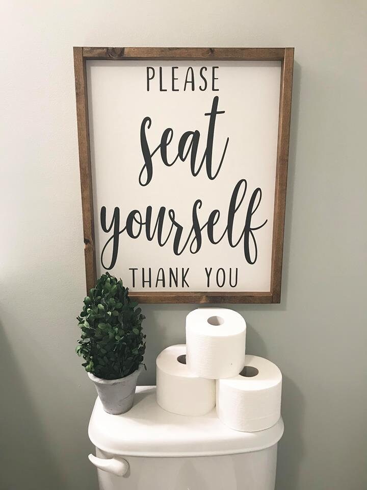 Please Seat Yourself Wood Sign/Bathroom Wood Sign/Bathroom Etsy