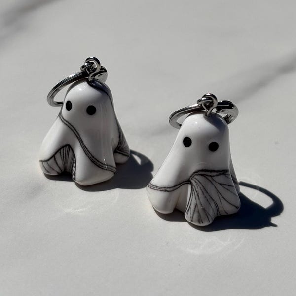 Baby Floral Ghost Earrings, Customizable, Handmade Polymer Clay, Lightweight, Choose Botanical or Halloween Pattern, Mini Ghosts