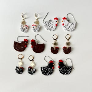 NEWEI Cute Chicken Hen Acrylic Earrings - Farm Animal Dangle Drop Jewelry Gift For Women & Teens