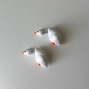 Handmade Polymer Clay Goose Earrings – Lightweight, Comfortable Bird Jewelry, Stainless Steel Posts, High Durability Gloss Top Coat image 5