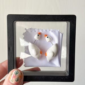 Handmade Polymer Clay Goose Earrings – Lightweight, Comfortable Bird Jewelry, Stainless Steel Posts, High Durability Gloss Top Coat image 7