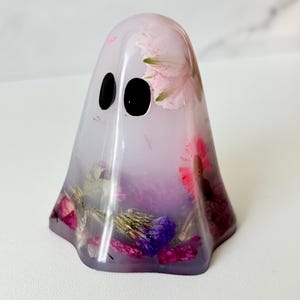 Cloudy Floral or Green Botanical Handmade Resin Ghost Décor Figure, Customize Colors & Foils, Halloween Decor, Pretty Ghost, Made to Order