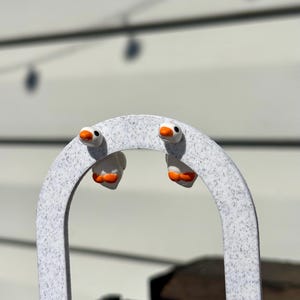 Handmade Polymer Clay Goose Earrings – Lightweight, Comfortable Bird Jewelry, Stainless Steel Posts, High Durability Gloss Top Coat image 13
