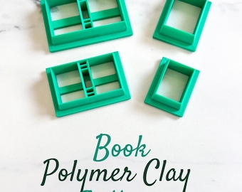 Book Cover & Page Polymer Clay Cutter Sets | 3D Printed PLA, Multiple Sizes, Sharp and Durable, Embossed