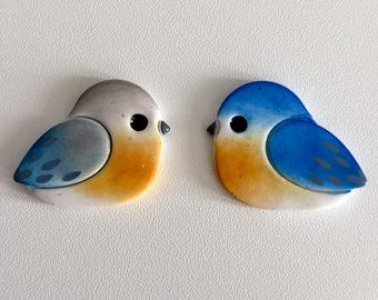 Eastern Bluebird Couple, Decorative Magnet Mirrored Pair, Polymer Clay, Handmade