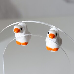 Handmade Polymer Clay Goose Earrings – Lightweight, Comfortable Bird Jewelry, Stainless Steel Posts, High Durability Gloss Top Coat image 8