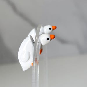 Handmade Polymer Clay Goose Earrings – Lightweight, Comfortable Bird Jewelry, Stainless Steel Posts, High Durability Gloss Top Coat image 6