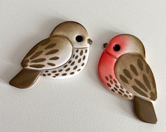 House Finch Couple, Decorative Magnet Mirrored Pair, Polymer Clay, Handmade