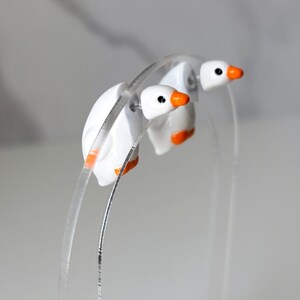 Handmade Polymer Clay Goose Earrings – Lightweight, Comfortable Bird Jewelry, Stainless Steel Posts, High Durability Gloss Top Coat image 10