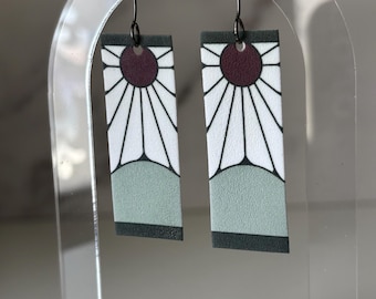 Anime Inspired Geometric Earrings | Lightweight Shrink Plastic Dangles | Gunmetal Stainless Steel Posts | Cosplay or Everyday Statement