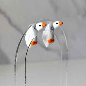 Handmade Polymer Clay Goose Earrings – Lightweight, Comfortable Bird Jewelry, Stainless Steel Posts, High Durability Gloss Top Coat image 9