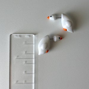 Handmade Polymer Clay Goose Earrings – Lightweight, Comfortable Bird Jewelry, Stainless Steel Posts, High Durability Gloss Top Coat image 4