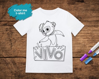 Camiseta para colorear para niños Vivo / Camiseta para colorear para niños / Camiseta Doodle / Camiseta para colorear / Nombre personalizado