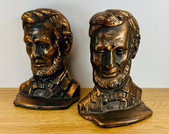 Abraham Lincoln Bookends:  Vintage  Cast Metal  Library or Home Office  1920s-1930s