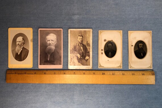 1800 S 5 Bearded Men Lot Photographs 3 Cdv 2 Tin Types Etsy