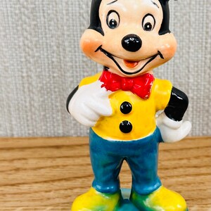 1960 Mickey Mouse Figure: Vintage Hand-Painted Wales Pottery Disney Collectible Made in Japan image 2