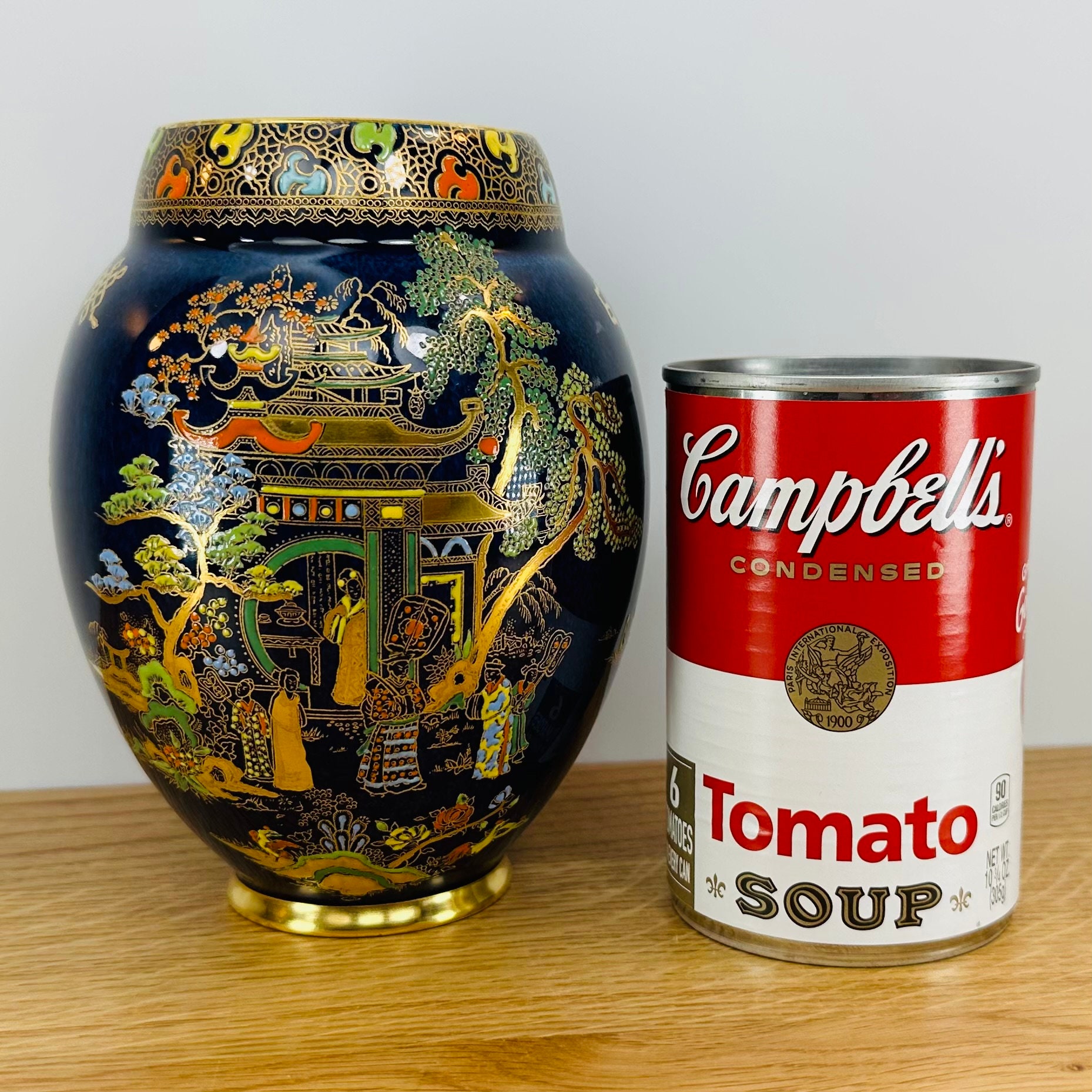 Carlton Ware Mikado Vase: Vintage Lustre Blue Enameled Porcelain 1930s ...