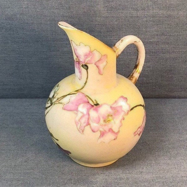 JP Limoges Mini-Pitcher/Vase Jean Pouyat Hand Painted Floral Porcelain Home Decor 1900’s Made in France