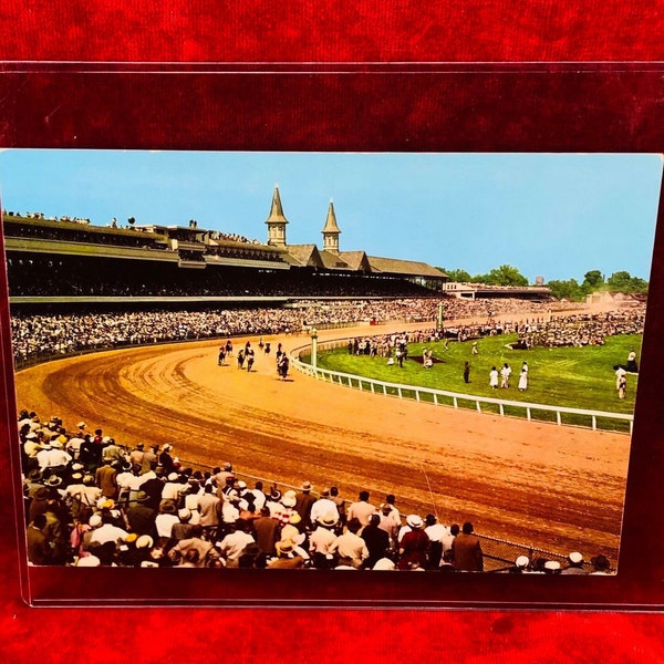 1940’s Kentucky Derby JUMBO Postcard - 9” X 6 1/2” Horse Racing Photo - Curt Teich Photography - Churchill Downs - Louisville Kentucky USA