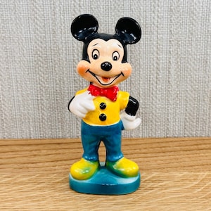 1960 Mickey Mouse Figure: Vintage Hand-Painted Wales Pottery Disney Collectible Made in Japan image 1