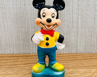 1960 Mickey Mouse Figure:  Vintage  Hand-Painted Wales Pottery  Disney Collectible  Made in Japan
