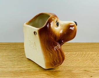 1950’s Cocker Spaniel Wall Pocket - Planter - Vase - Royal Copley - Vintage Ceramic Dog - Indoor Gardening -  Pottery - Made in the USA