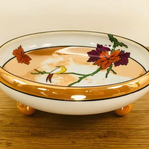 1908-1930’s 3-Footed Peach Lusterware Bowl - Hand Painted Iridescent Candy Dish - Home Decor - Made by Meito in Japan - FREE SHIPPING