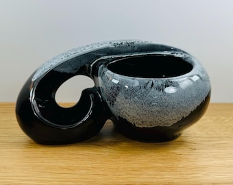 Mid-Century Modern Planter:  Vintage  Drip Glazed Ceramic Flower Pot